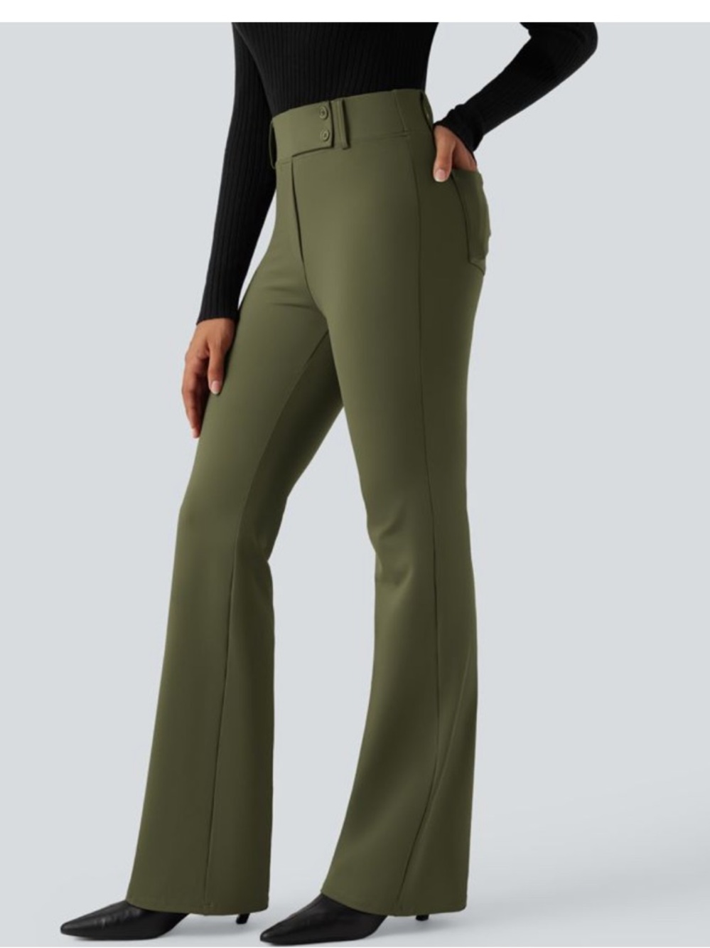 HALARA DayStretch Green High-Rise Bootcut Flare Pants